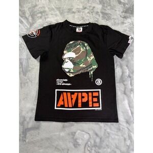 Aape T-Shirt Mens XL Black Short Sleeve Ape graphic logo sleeves